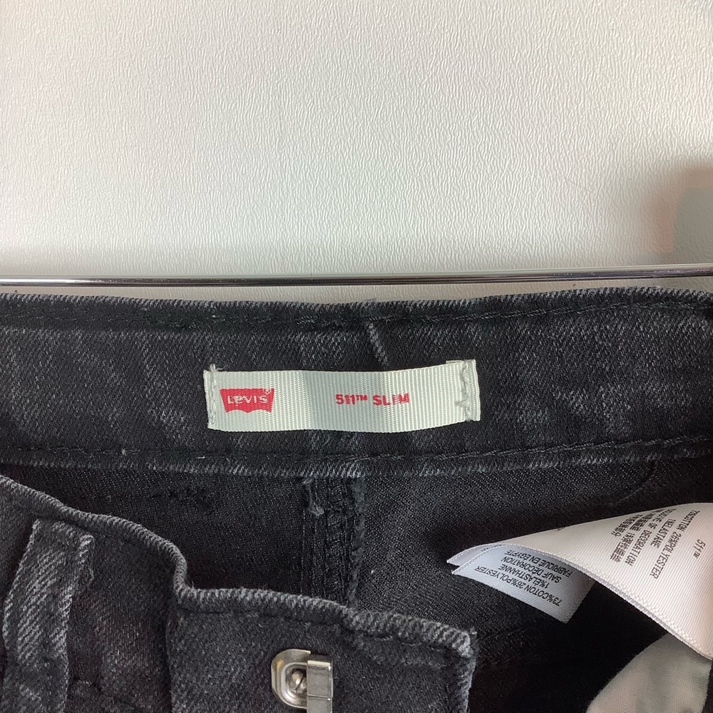 Levi’s 511 Slim Black Wash Straight Leg Denim Jeans Boys Size 7 Regular - Picture 8 of 10